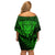 New Zealand Rugby Off Shoulder Short Dress Silver Fern All Black Mix Ta Moko Green Style LT9 - Polynesian Pride