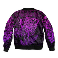 New Zealand Rugby Bomber Jacket Silver Fern All Black Mix Ta Moko Purple Style LT9 - Polynesian Pride