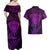 New Zealand Rugby Couples Matching Off Shoulder Maxi Dress and Hawaiian Shirt Silver Fern All Black Mix Ta Moko Purple Style LT9 - Polynesian Pride