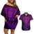 New Zealand Rugby Couples Matching Off Shoulder Short Dress and Hawaiian Shirt Silver Fern All Black Mix Ta Moko Purple Style LT9 Purple - Polynesian Pride