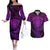 New Zealand Rugby Couples Matching Off The Shoulder Long Sleeve Dress and Hawaiian Shirt Silver Fern All Black Mix Ta Moko Purple Style LT9 Purple - Polynesian Pride