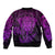 New Zealand Rugby Sleeve Zip Bomber Jacket Silver Fern All Black Mix Ta Moko Purple Style LT9 - Polynesian Pride