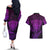 Personalised New Zealand Rugby Couples Matching Off The Shoulder Long Sleeve Dress and Hawaiian Shirt Silver Fern All Black Mix Ta Moko Purple Style LT9 - Polynesian Pride