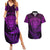 Personalised New Zealand Rugby Couples Matching Summer Maxi Dress and Hawaiian Shirt Silver Fern All Black Mix Ta Moko Purple Style LT9 Purple - Polynesian Pride