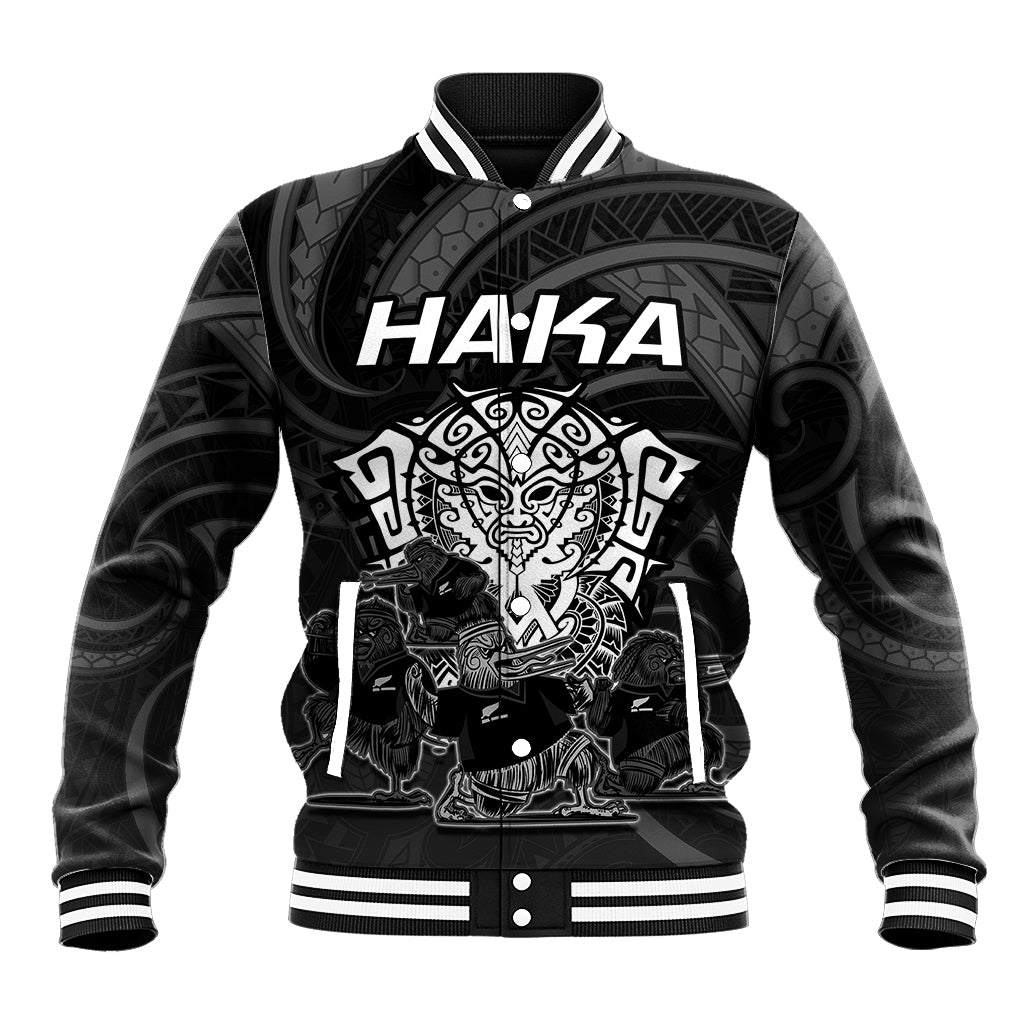 Personalised New Zealand Rugby Baseball Jacket Aotearoa Ka Mate Haka All Black Mix Ta Moko White Style LT9 Unisex White - Polynesian Pride