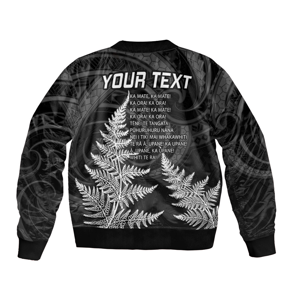 Personalised New Zealand Rugby Bomber Jacket Aotearoa Ka Mate Haka All Black Mix Ta Moko White Style LT9 - Polynesian Pride