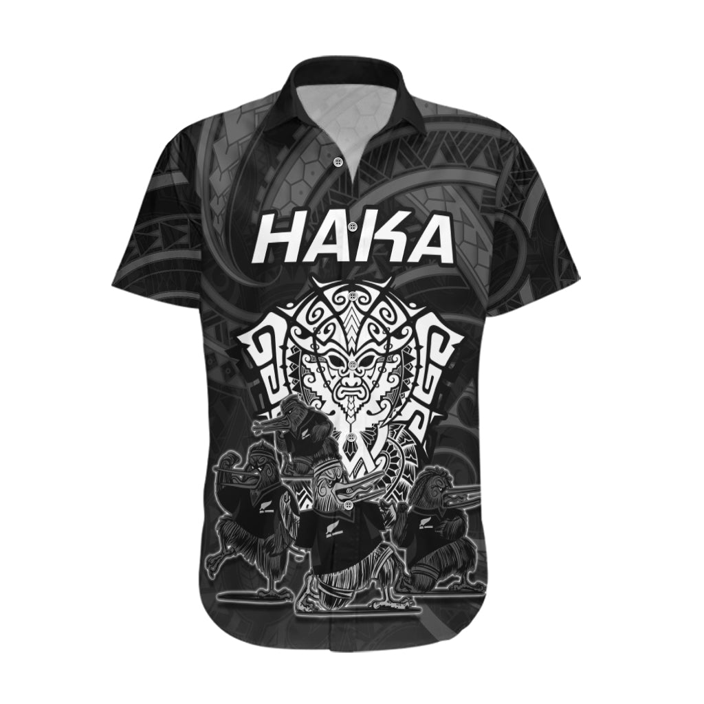 Personalised New Zealand Rugby Hawaiian Shirt Aotearoa Ka Mate Haka All Black Mix Ta Moko White Style LT9 White - Polynesian Pride