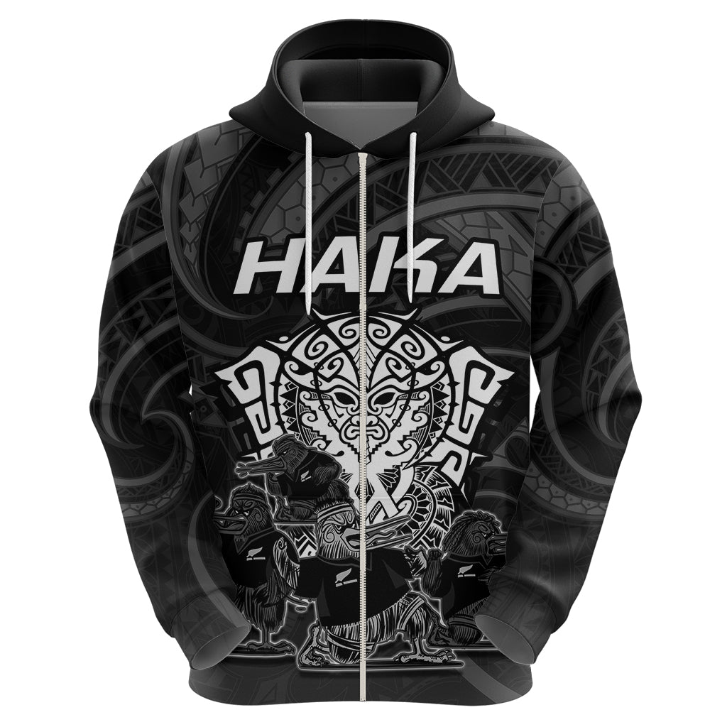 Personalised New Zealand Rugby Hoodie Aotearoa Ka Mate Haka All Black Mix Ta Moko White Style LT9 - Polynesian Pride