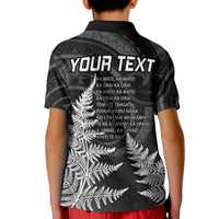 Personalised New Zealand Rugby Kid Polo Shirt Aotearoa Ka Mate Haka All Black Mix Ta Moko White Style LT9 - Polynesian Pride