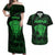 Personalised New Zealand Rugby Couples Matching Off Shoulder Maxi Dress and Hawaiian Shirt Aotearoa Ka Mate Haka All Black Mix Ta Moko Green Style LT9 Green - Polynesian Pride