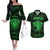 Personalised New Zealand Rugby Couples Matching Off The Shoulder Long Sleeve Dress and Hawaiian Shirt Aotearoa Ka Mate Haka All Black Mix Ta Moko Green Style LT9 Green - Polynesian Pride