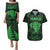 Personalised New Zealand Rugby Couples Matching Puletasi Dress and Hawaiian Shirt Aotearoa Ka Mate Haka All Black Mix Ta Moko Green Style LT9 Green - Polynesian Pride