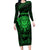 Personalised New Zealand Rugby Long Sleeve Bodycon Dress Aotearoa Ka Mate Haka All Black Mix Ta Moko Green Style LT9 Long Dress Green - Polynesian Pride