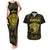 Personalised New Zealand Rugby Couples Matching Tank Maxi Dress and Hawaiian Shirt Aotearoa Ka Mate Haka All Black Mix Ta Moko Gold Style LT9 Gold - Polynesian Pride