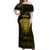 Personalised New Zealand Rugby Off Shoulder Maxi Dress Aotearoa Ka Mate Haka All Black Mix Ta Moko Gold Style LT9 Women Gold - Polynesian Pride