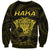 Personalised New Zealand Rugby Sweatshirt Aotearoa Ka Mate Haka All Black Mix Ta Moko Gold Style LT9 Unisex Gold - Polynesian Pride