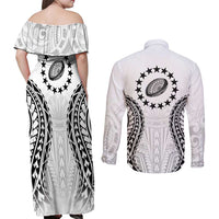 World Rugby Cook Islands Couples Matching Off Shoulder Maxi Dress and Long Sleeve Button Shirt Kukis Make History - Polynesian Pride