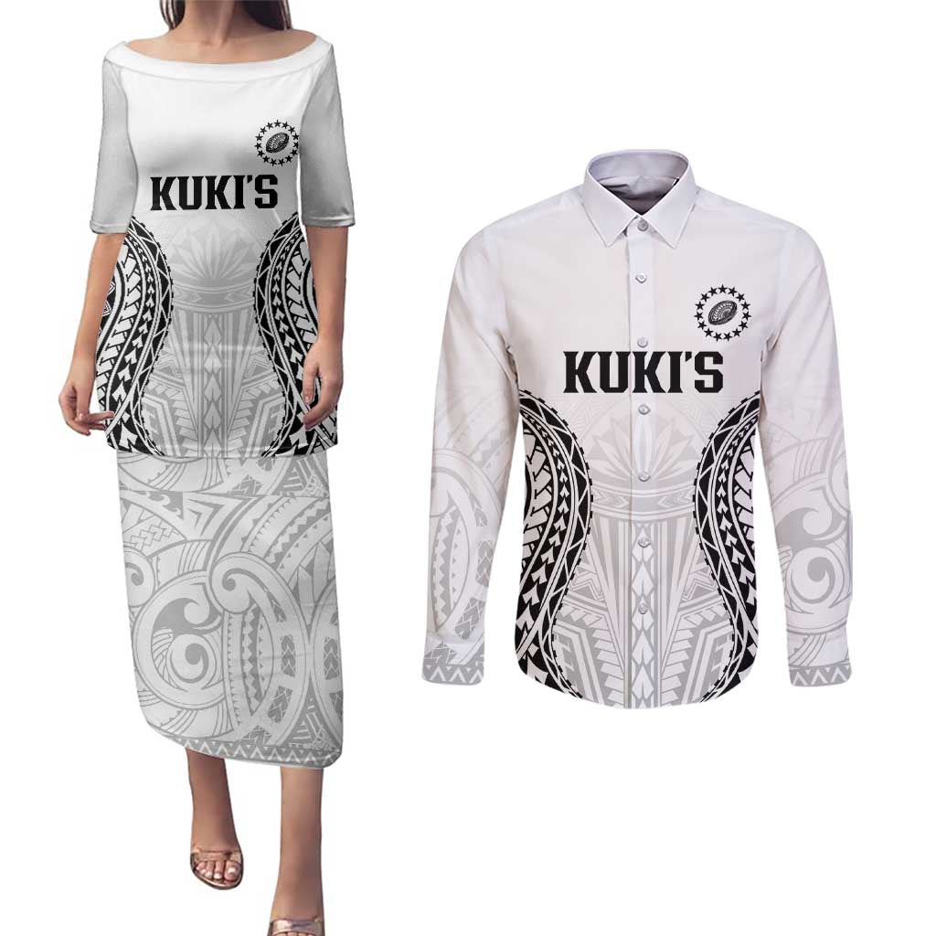 World Rugby Cook Islands Couples Matching Puletasi and Long Sleeve Button Shirt Kukis Make History - Polynesian Pride