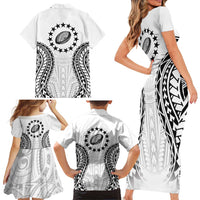 World Rugby Cook Islands Family Matching Short Sleeve Bodycon Dress and Hawaiian Shirt Kukis Make History - Polynesian Pride