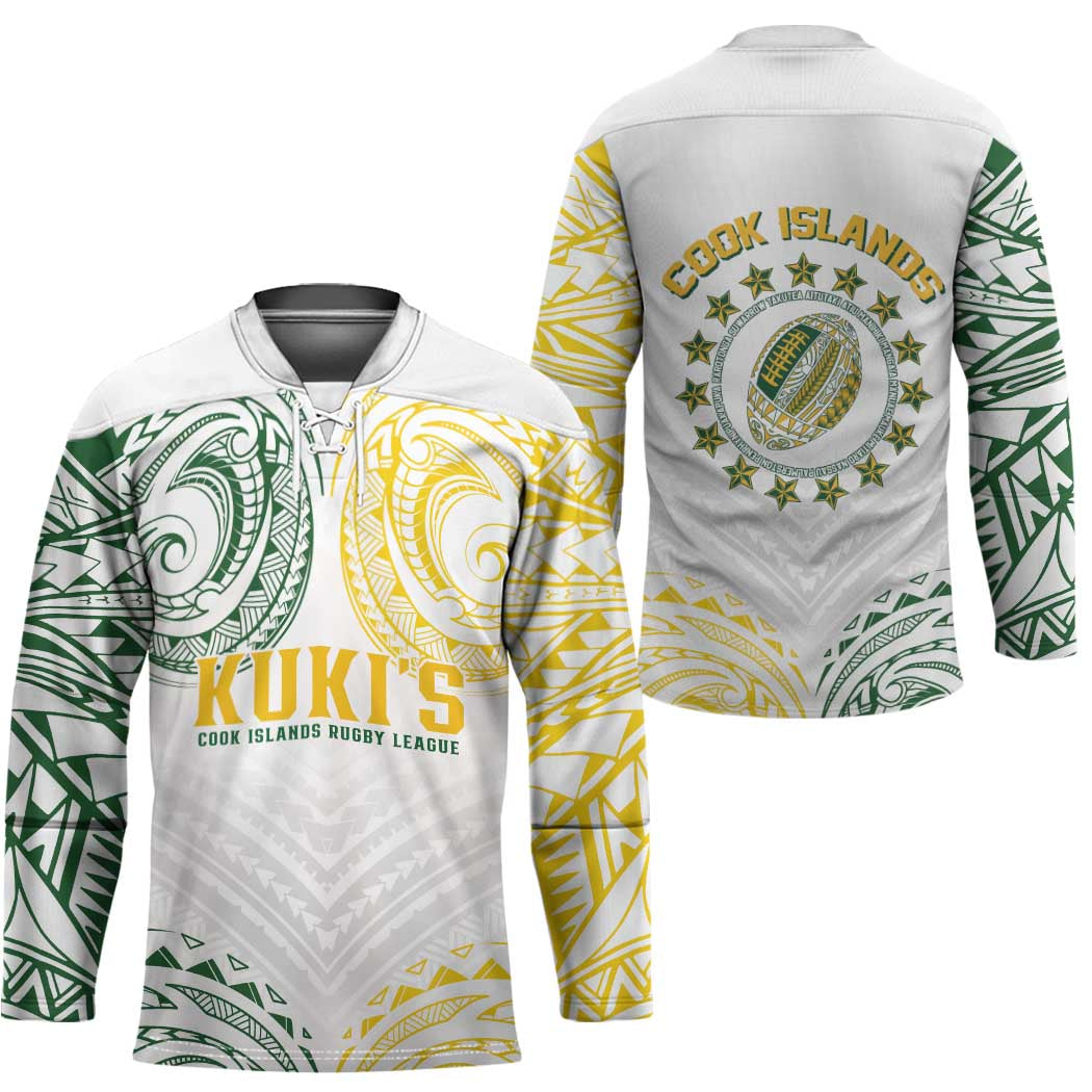 World Rugby Cook Islands Hockey Jersey White Polynesian Tribal Pattern - Polynesian Pride