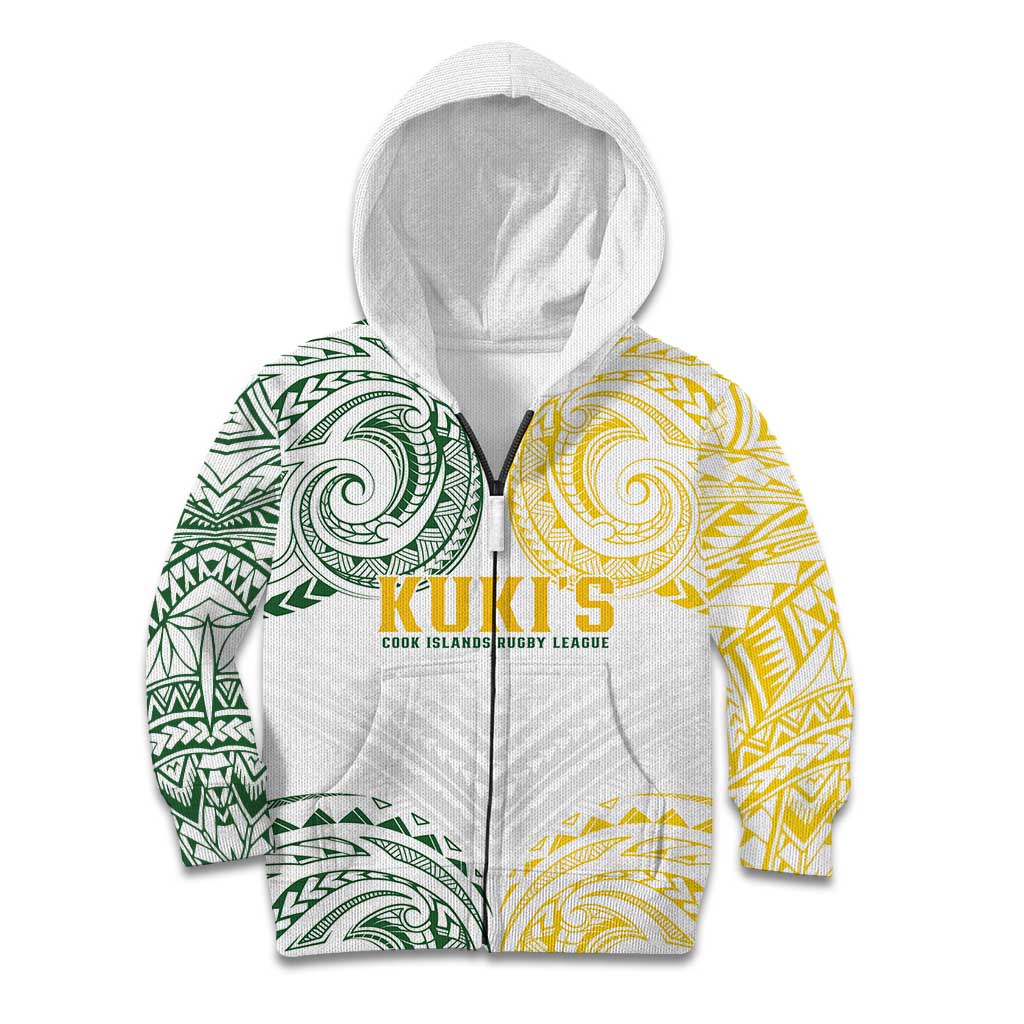 World Rugby Cook Islands Kid Hoodie White Polynesian Tribal Pattern - Polynesian Pride