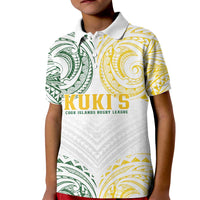 World Rugby Cook Islands Kid Polo Shirt White Polynesian Tribal Pattern - Polynesian Pride