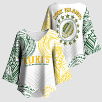 World Rugby Cook Islands Kimono Sleeve Blouse White Polynesian Tribal Pattern - Polynesian Pride