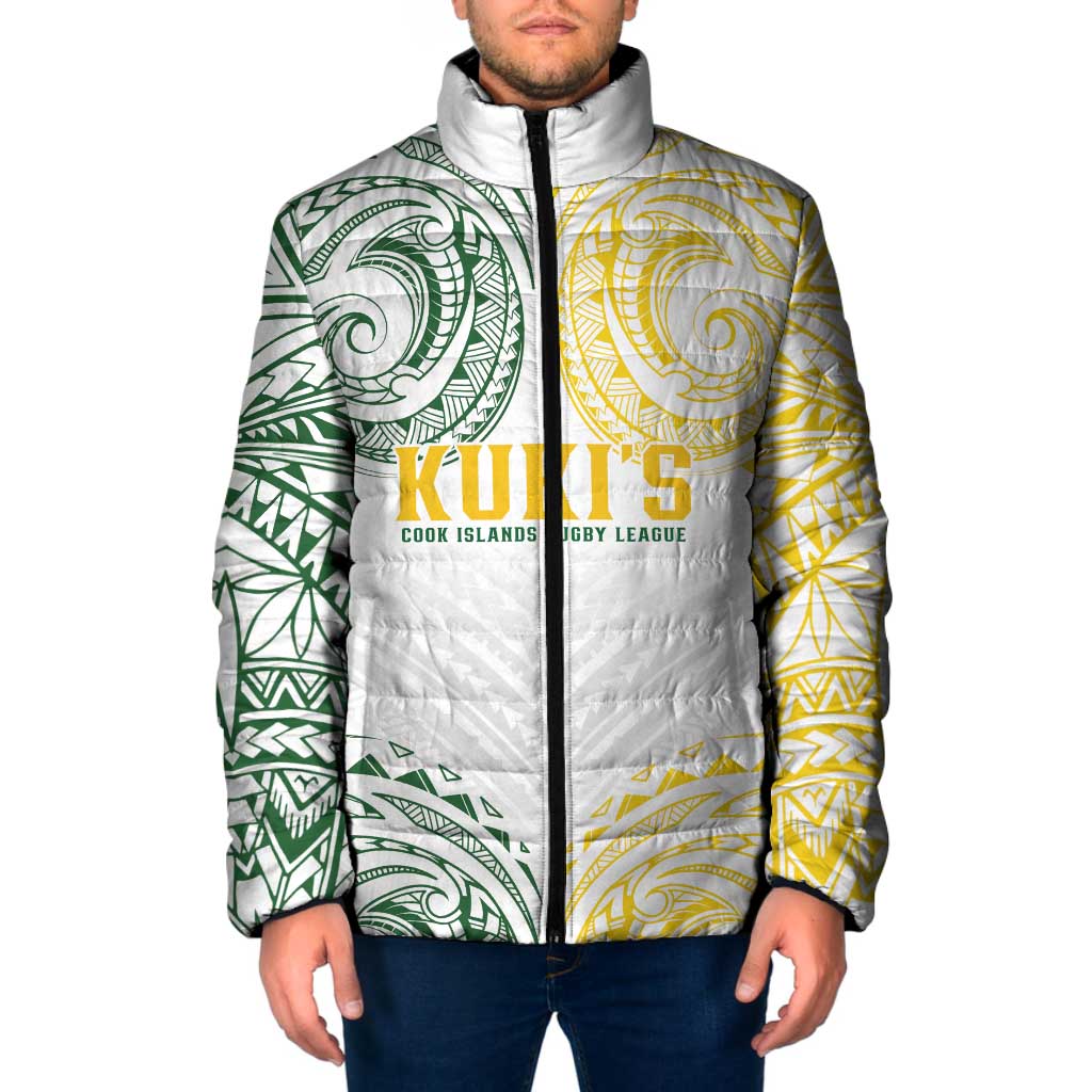 World Rugby Cook Islands Padded Jacket White Polynesian Tribal Pattern - Polynesian Pride