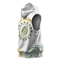 World Rugby Cook Islands Sleeveless Hoodie White Polynesian Tribal Pattern - Polynesian Pride