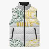 World Rugby Cook Islands Sleeveless Puffer Jacket White Polynesian Tribal Pattern - Polynesian Pride