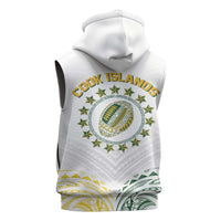 World Rugby Cook Islands Sleeveless Zip Hoodie White Polynesian Tribal Pattern - Polynesian Pride