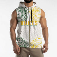 World Rugby Cook Islands Sleeveless Zip Hoodie White Polynesian Tribal Pattern - Polynesian Pride