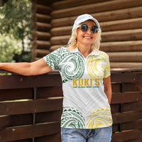 World Rugby Cook Islands Women Polo Shirt White Polynesian Tribal Pattern - Polynesian Pride