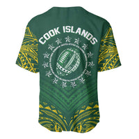 World Rugby Cook Islands Baseball Jersey Green Polynesian Tribal Pattern - Polynesian Pride