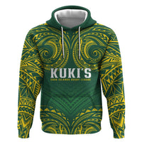 World Rugby Cook Islands Zip Hoodie Green Polynesian Tribal Pattern - Polynesian Pride