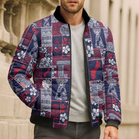 Guam Felis Pasgua Bomber Puffer Jacket Pacific Patchwork Xmas Vibes - Polynesian Pride