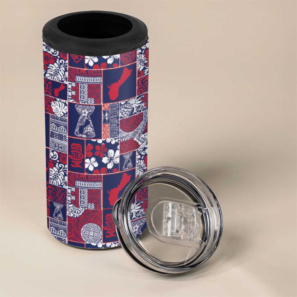 Guam Felis Pasgua 4 in 1 Can Cooler Tumbler Pacific Patchwork Xmas Vibes - Polynesian Pride