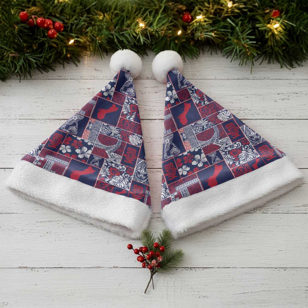 Guam Felis Pasgua Christmas Santa Hat Pacific Patchwork Xmas Vibes LT9 - Polynesian Pride