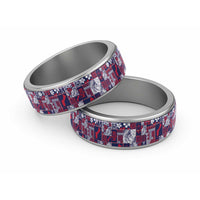 Guam Felis Pasgua Classic Ring Pacific Patchwork Xmas Vibes LT9 Sliver Blue - Polynesian Pride