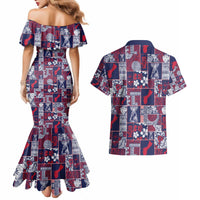 Guam Felis Pasgua Couples Matching Mermaid Dress and Hawaiian Shirt Pacific Patchwork Xmas Vibes - Polynesian Pride