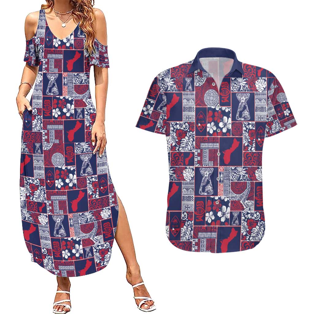 Guam Felis Pasgua Couples Matching Summer Maxi Dress and Hawaiian Shirt Pacific Patchwork Xmas Vibes - Polynesian Pride