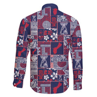 Guam Felis Pasgua Family Matching Off Shoulder Short Dress and Hawaiian Shirt Pacific Patchwork Xmas Vibes - Polynesian Pride