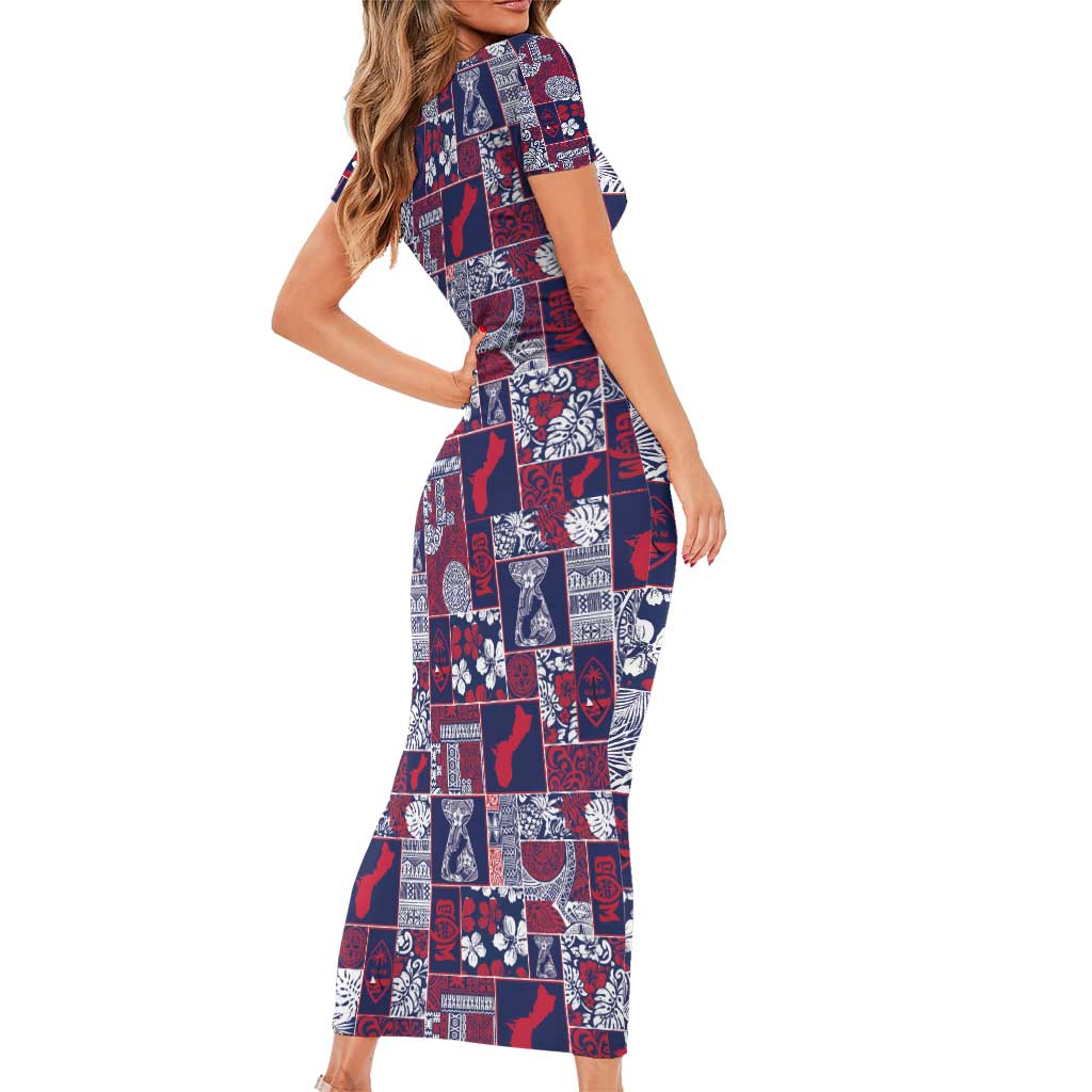 Guam Felis Pasgua Family Matching Short Sleeve Bodycon Dress and Hawaiian Shirt Pacific Patchwork Xmas Vibes - Polynesian Pride