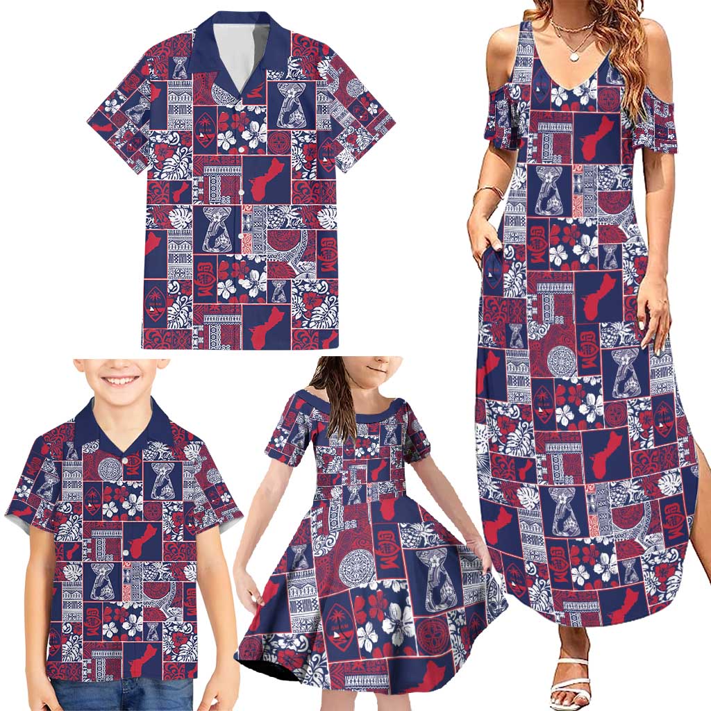 Guam Felis Pasgua Family Matching Summer Maxi Dress and Hawaiian Shirt Pacific Patchwork Xmas Vibes - Polynesian Pride