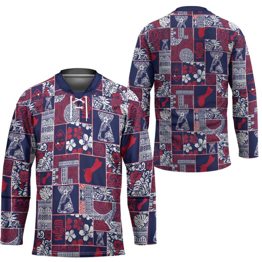 Guam Felis Pasgua Hockey Jersey Pacific Patchwork Xmas Vibes - Polynesian Pride