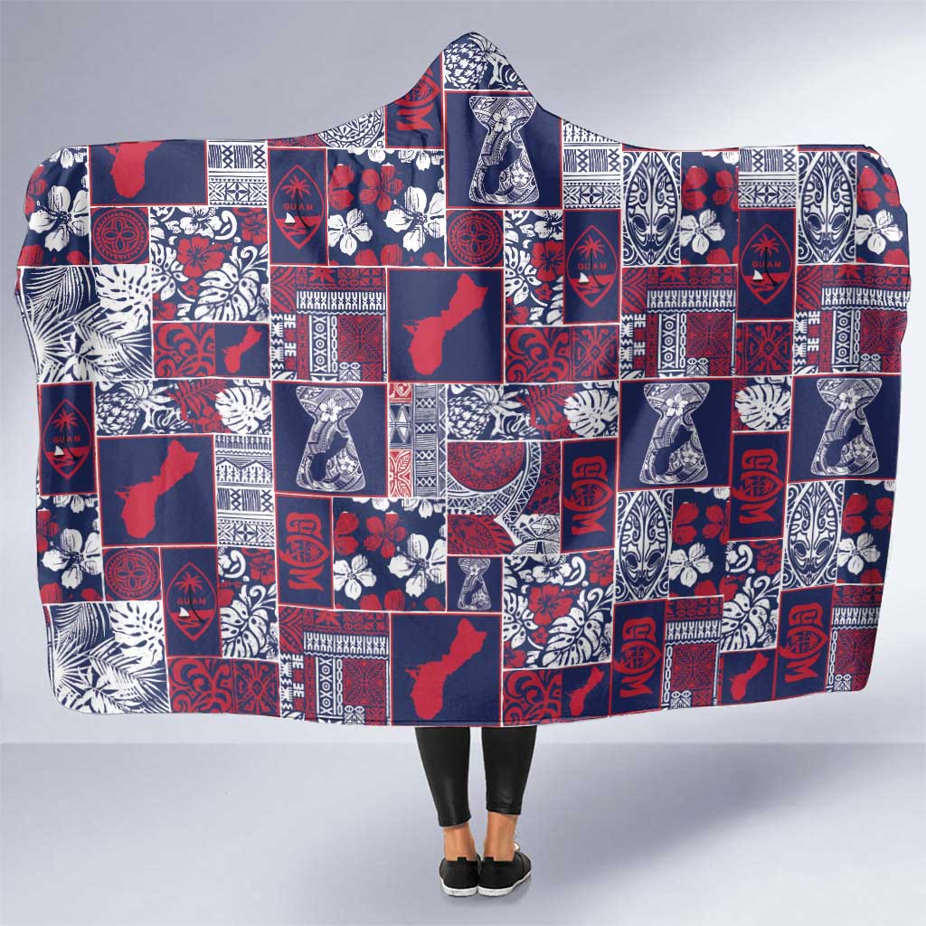 Guam Felis Pasgua Hooded Blanket Pacific Patchwork Xmas Vibes - Polynesian Pride