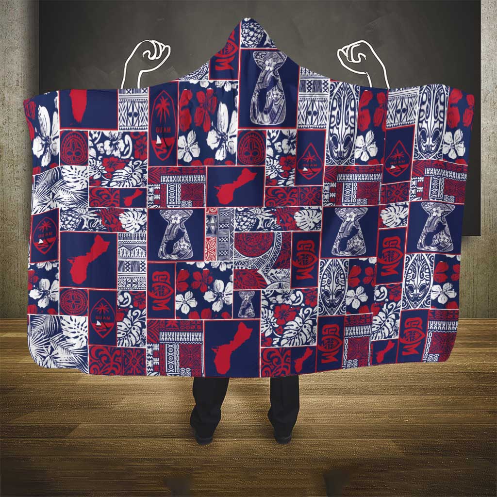 Guam Felis Pasgua Hooded Blanket Pacific Patchwork Xmas Vibes - Polynesian Pride