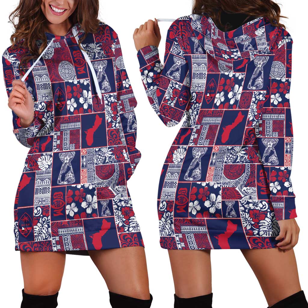 Guam Felis Pasgua Hoodie Dress Pacific Patchwork Xmas Vibes - Polynesian Pride
