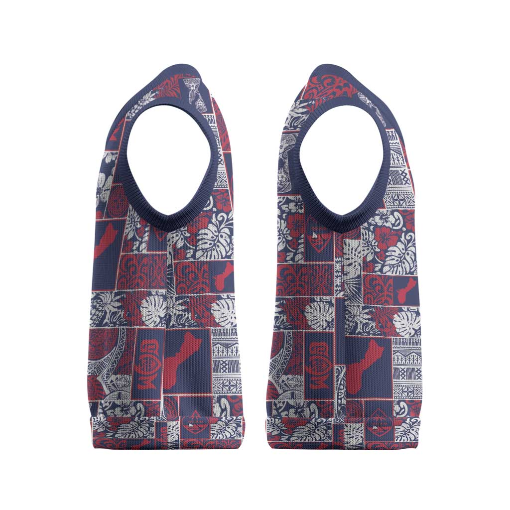 Guam Felis Pasgua Christmas Knitted V-Neck Vest Pacific Patchwork Xmas Vibes - Polynesian Pride