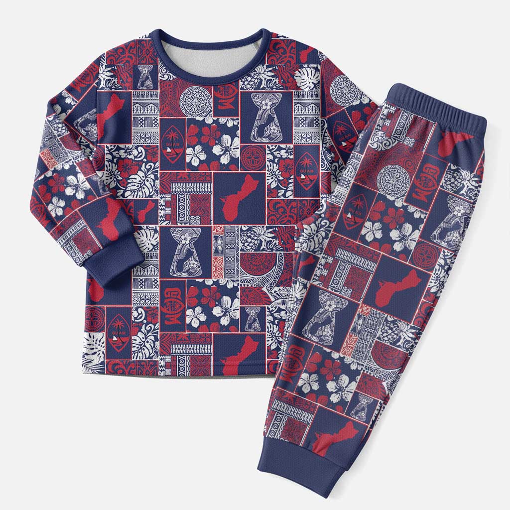 Guam Felis Pasgua Christmas Pajama Set Pacific Patchwork Xmas Vibes LT9 Men Blue - Polynesian Pride